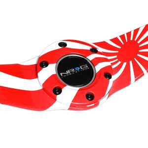 Red/White Rising Sun Spoke 310mm RST-021R-FLAG-Y NRG Steering Wheel+Horn Button-Interior-BuildFastCar