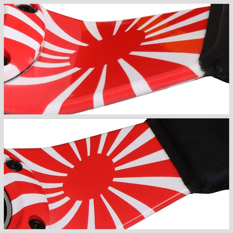 Red/White Rising Sun Spoke 310mm RST-021R-FLAG-Y NRG Steering Wheel+Horn Button-Interior-BuildFastCar