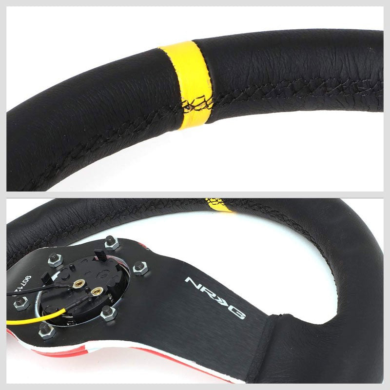 Red/White Rising Sun Spoke 310mm RST-021R-FLAG-Y NRG Steering Wheel+Horn Button-Interior-BuildFastCar