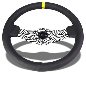 Black/White Cloud Waves 310mm RST-021R-WAVE-Y NRG Steering Wheel+Horn Button-Interior-BuildFastCar