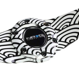Black/White Cloud Waves 310mm RST-021R-WAVE-Y NRG Steering Wheel+Horn Button-Interior-BuildFastCar