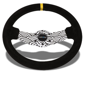 Black/White Cloud Waves 310mm RST-021S-WAVE-Y NRG Steering Wheel+Horn Button-Interior-BuildFastCar