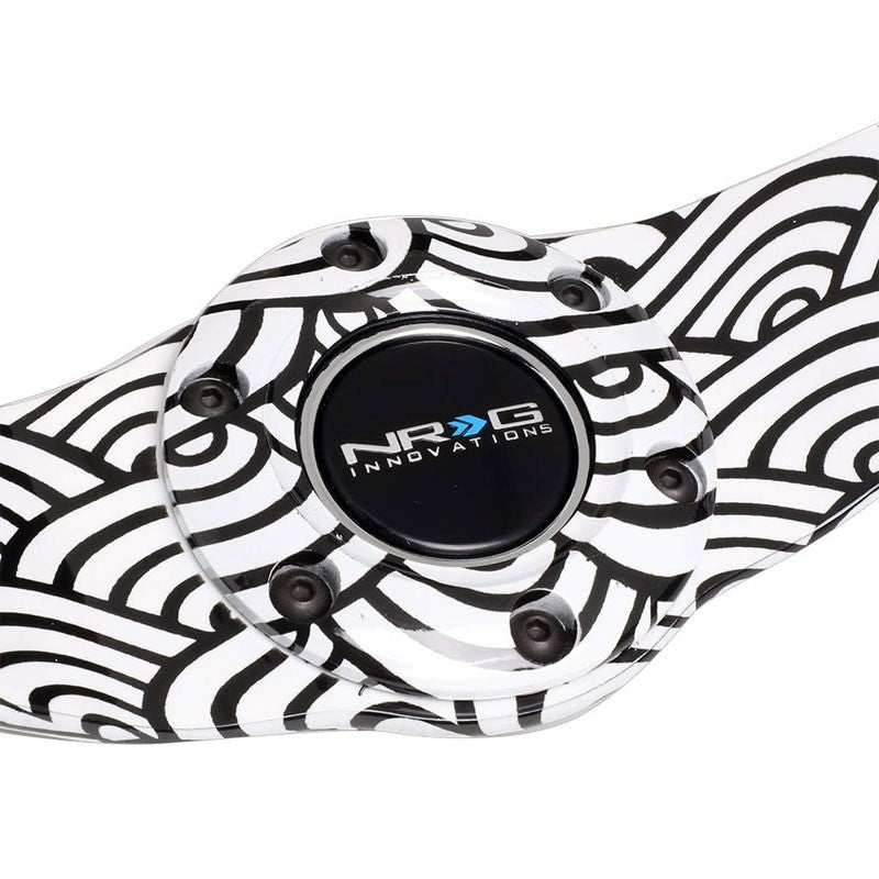 Black/White Cloud Waves 310mm RST-021S-WAVE-Y NRG Steering Wheel+Horn Button-Interior-BuildFastCar