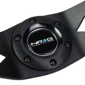NRG Black Suede/2 Spokes/Yellow Stripe Deep Dish 6-Bolt 350mm Steering Wheel-Interior-BuildFastCar