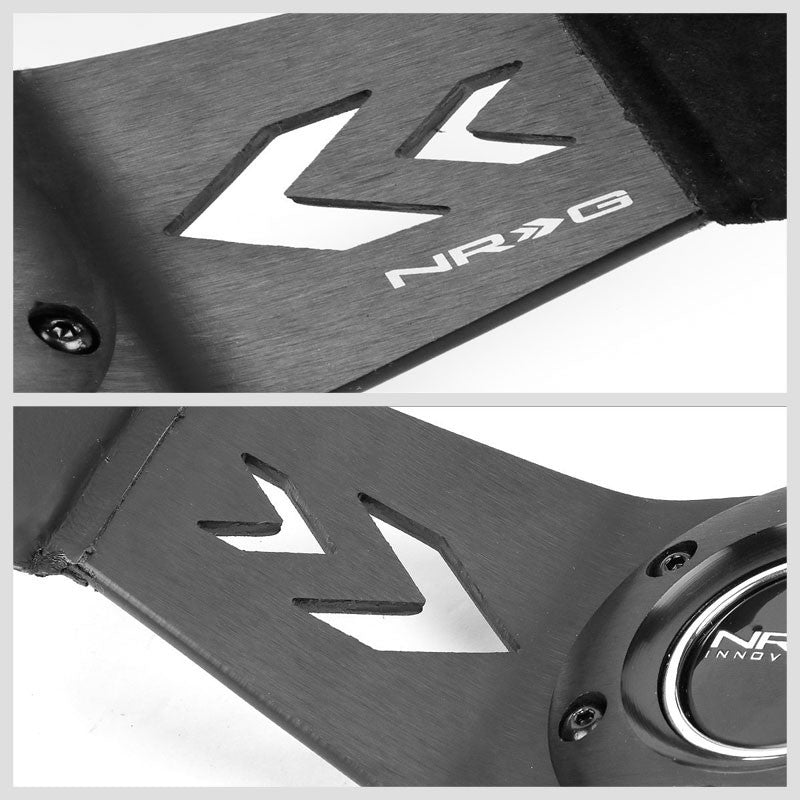 NRG Black Suede/2 Spokes/Yellow Stripe Deep Dish 6-Bolt 350mm Steering Wheel-Interior-BuildFastCar