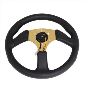 Black Thumb Grip Leather/Gold 350mm 2.5" Deep RST-023GD-R NRG Steering Wheel-Interior-BuildFastCar