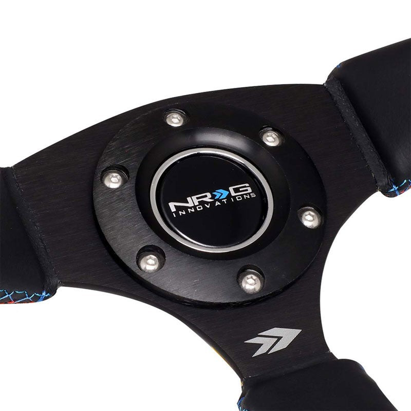 M3 Tircolor Stripe/Stitch 350mm 2.5" Deep RST-023MB-R-M3 NRG Steering Wheel+Horn-Interior-BuildFastCar