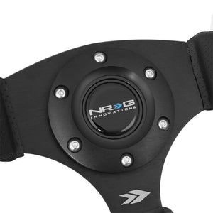 NRG RST-023MB-R Black Leather/Thumb Grip 3 Spoke Steering Wheel+Horn Button-Interior-BuildFastCar