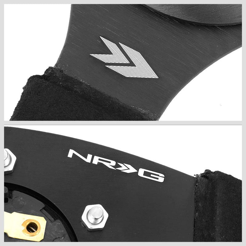 NRG RST-023MB-SA Black Suede/Thumb Grip 3 Spoke Steering Wheel+Horn Button-Interior-BuildFastCar