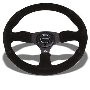 Black Thumb Grip Suede/Spoke 350mm 2.5" Deep RST-023MB-S NRG Steering Wheel+Horn-Interior-BuildFastCar