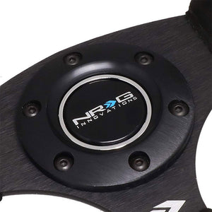 Black Thumb Grip Suede/Spoke 350mm 2.5" Deep RST-023MB-S NRG Steering Wheel+Horn-Interior-BuildFastCar
