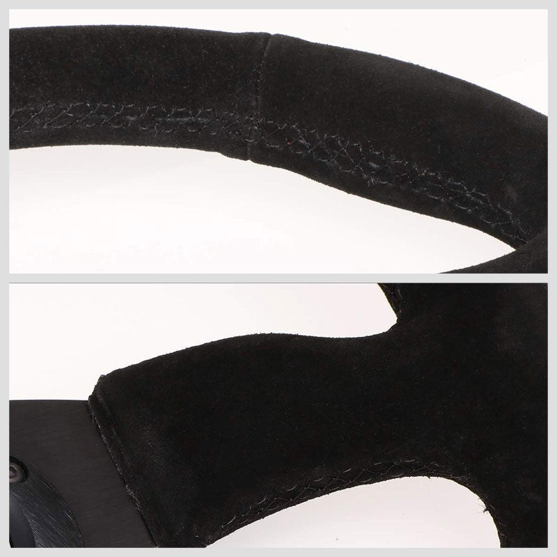Black Thumb Grip Suede/Spoke 350mm 2.5" Deep RST-023MB-S NRG Steering Wheel+Horn-Interior-BuildFastCar