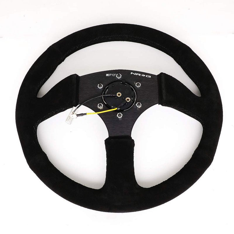Black Thumb Grip Suede/Spoke 350mm 2.5" Deep RST-023MB-S NRG Steering Wheel+Horn-Interior-BuildFastCar