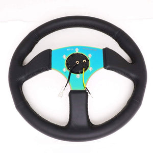 Black Suede/Neo Chrome Spoke 350mm 2.5" Deep RST-023MC-R NRG Steering Wheel+Horn-Interior-BuildFastCar