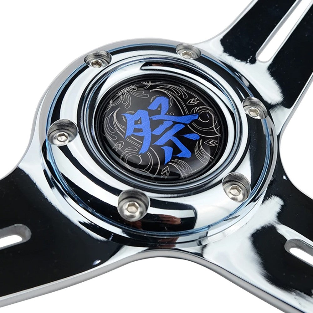 NRG RST-027CH-BL Universal MATSURI Blue/Twisted Chrome Steering Wheel