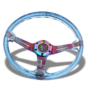 NRG 350mm Universal MATSURI 3-Spoke Blue Neochrome Steering Wheel NRG-RST-027GM-BL