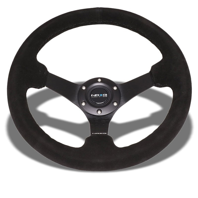 Black Suede/Black Spoke 350mm 3" Deep RST-033BK-S Classic NRG Steering Wheel-Interior-BuildFastCar