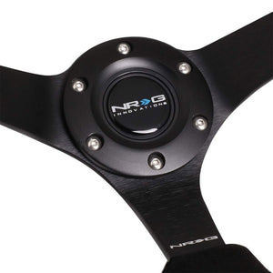 Black Suede/Black Spoke 350mm 3" Deep RST-033BK-S Classic NRG Steering Wheel-Interior-BuildFastCar