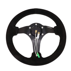 Black Suede/Black Spoke 350mm 3" Deep RST-033BK-S Classic NRG Steering Wheel-Interior-BuildFastCar