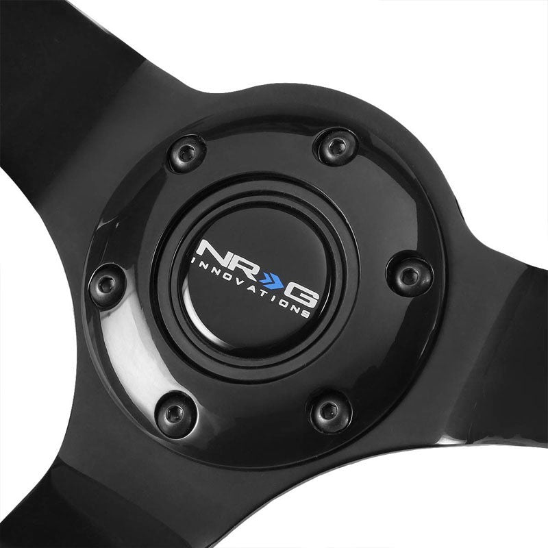 Black Wood Grain/Spoke Vintage 350mm 3" Deep RST-036BK-BK NRG Steering Wheel-Interior-BuildFastCar