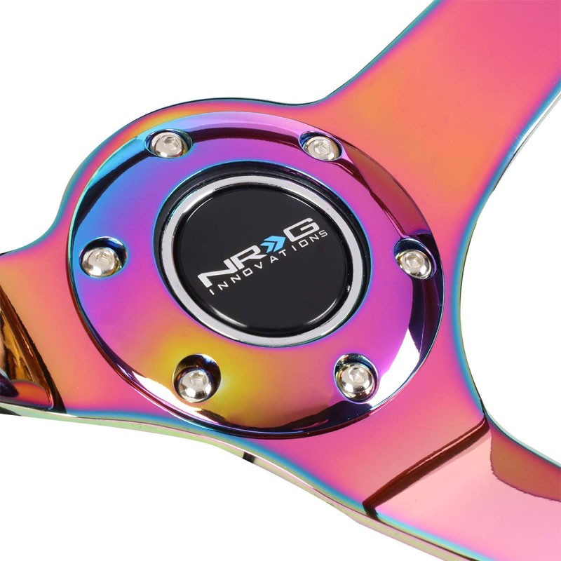 Brown Wood/Neo Chrome Vintage 350mm 3" Deep RST-036BR-MC NRG Steering Wheel+Horn-Interior-BuildFastCar