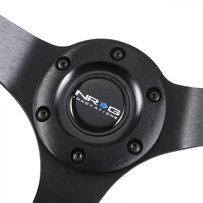 Black Wood Grain Vintage 350mm 3" Deep RST-036BSB-BK NRG Steering Wheel+Horn-Interior-BuildFastCar