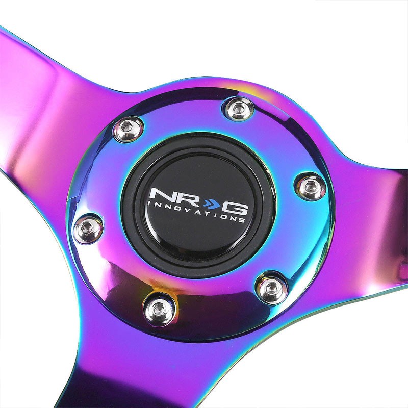 Black Wood Grain/Neo Chrome Vintage 350mm 3" Deep RST-036BSB-MC NRG Steer Wheel-Interior-BuildFastCar