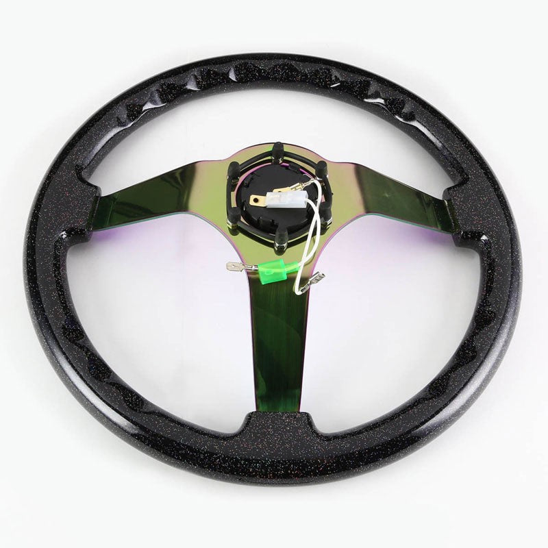 Black Wood Grain/Neo Chrome Vintage 350mm 3" Deep RST-036BSB-MC NRG Steer Wheel-Interior-BuildFastCar