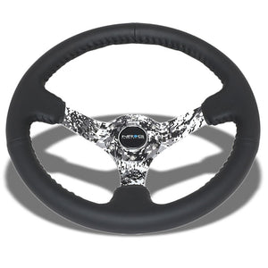 Leather/Black/White Winter Camo 350mm 3" Deep RST-036DC-R NRG Steering Wheel-Interior-BuildFastCar