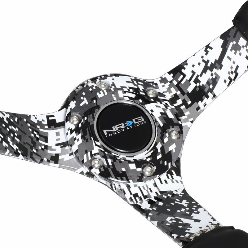 Leather/Black/White Winter Camo 350mm 3" Deep RST-036DC-R NRG Steering Wheel-Interior-BuildFastCar