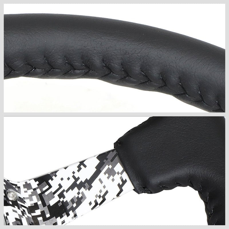 Leather/Black/White Winter Camo 350mm 3" Deep RST-036DC-R NRG Steering Wheel-Interior-BuildFastCar