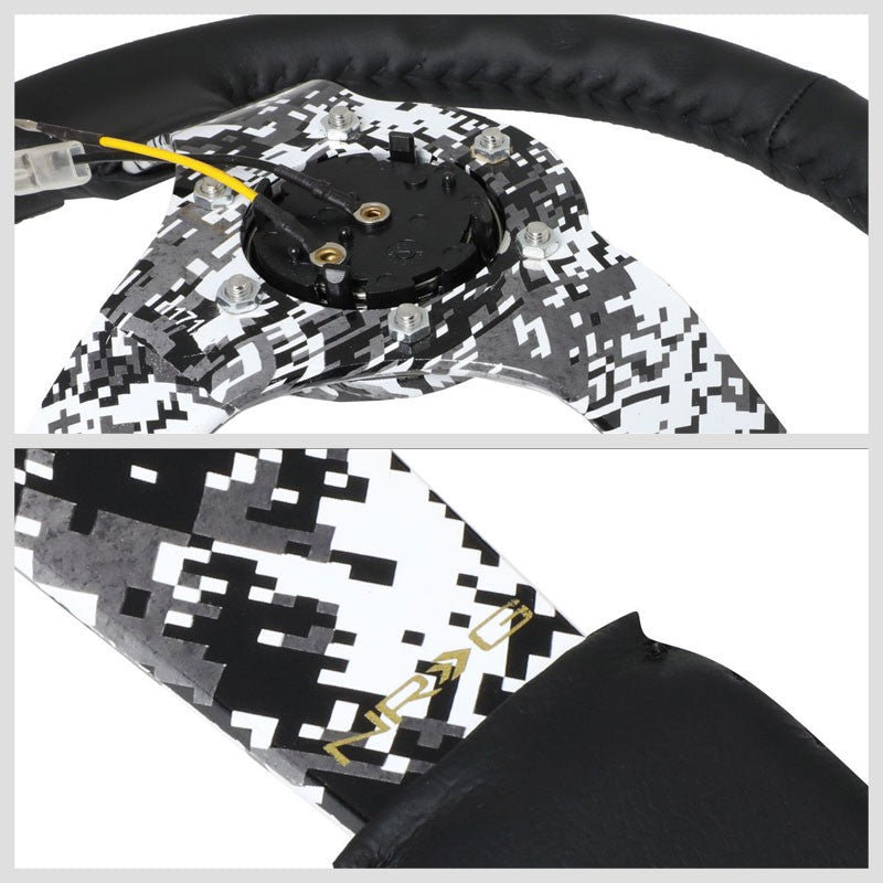 Leather/Black/White Winter Camo 350mm 3" Deep RST-036DC-R NRG Steering Wheel-Interior-BuildFastCar