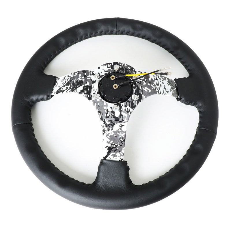 Leather/Black/White Winter Camo 350mm 3" Deep RST-036DC-R NRG Steering Wheel-Interior-BuildFastCar