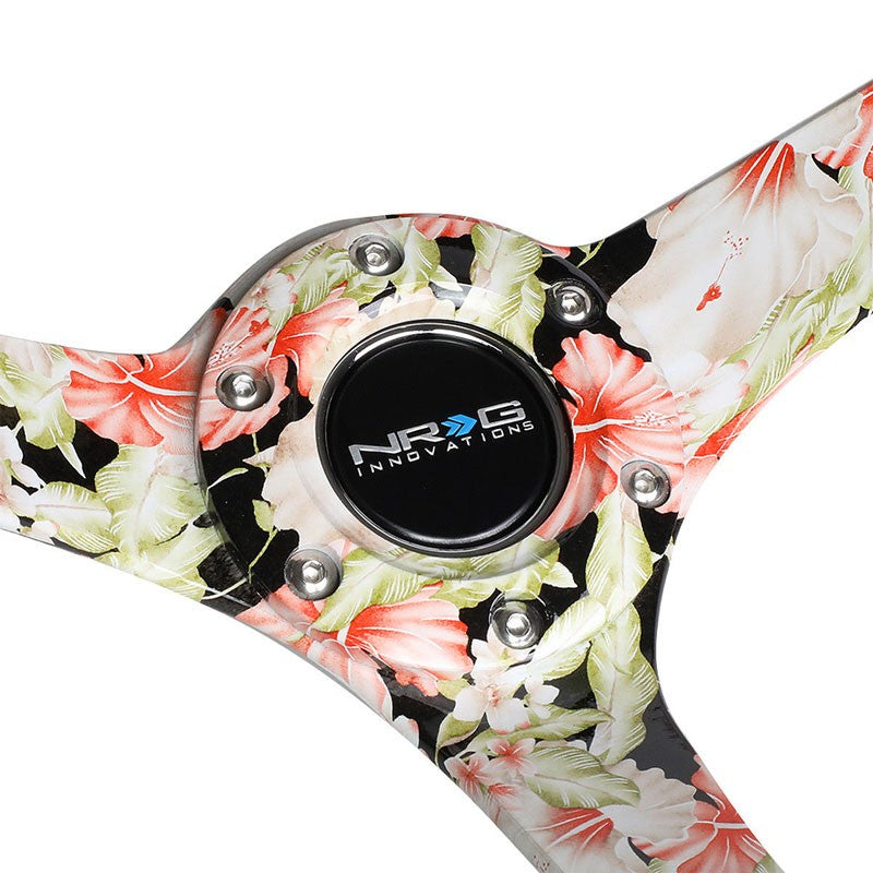 Leather/Quadcolor Floral Spoke 350mm 3" Deep RST-036FL-R NRG Steering Wheel+Horn-Interior-BuildFastCar