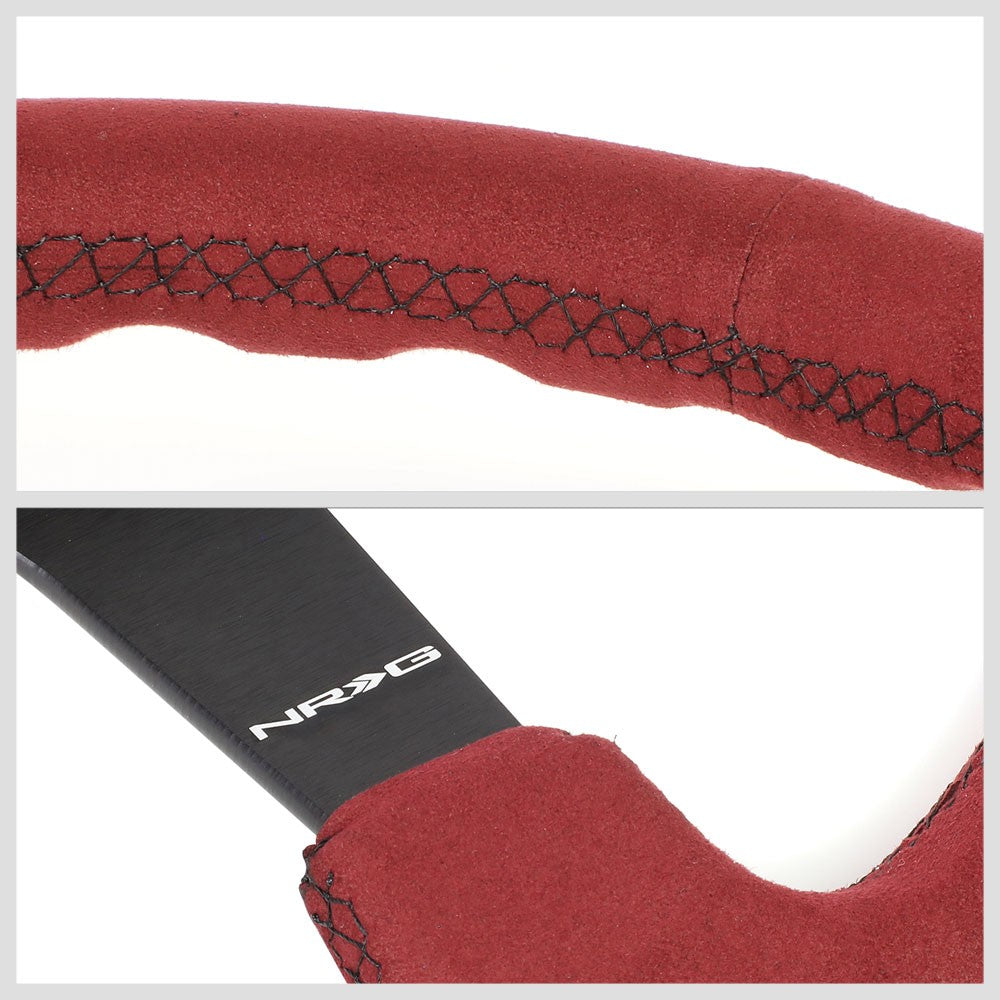 NRG RST-036MB-BUA 350mm 3" Deep Dish 3 Spoke Burgundy Alcantara Steering Wheel