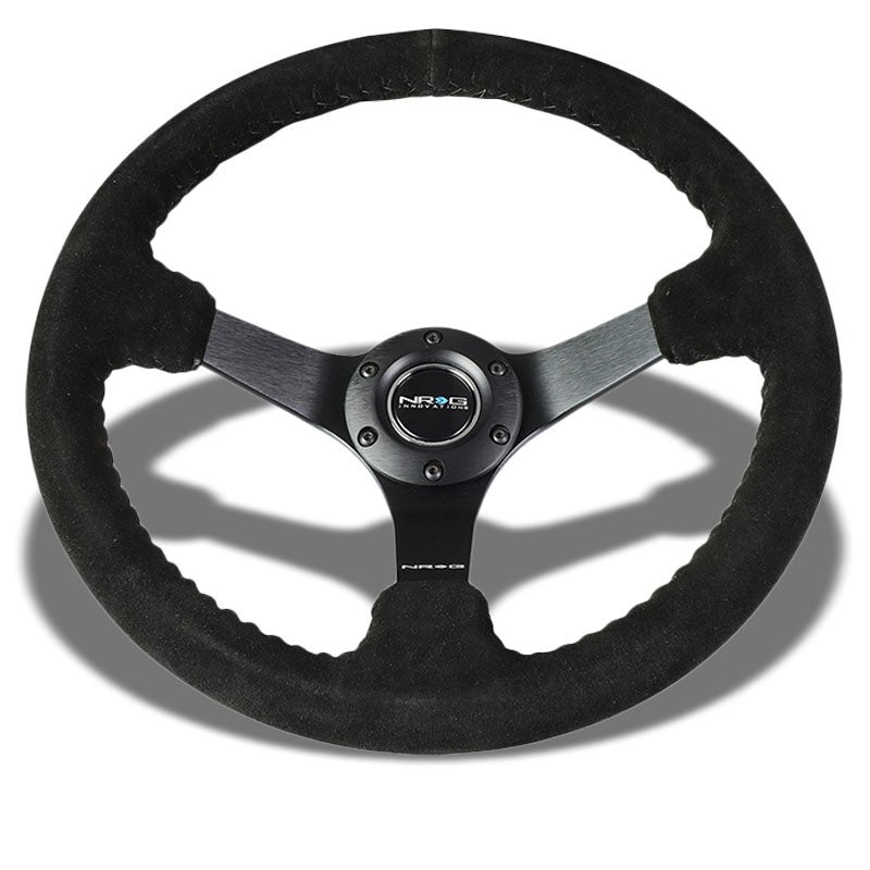 Black Suede 350mm 3" Deep RST-036MB-S-BK "ODI" Bakchis Inspired NRG Steer Wheel-Interior-BuildFastCar