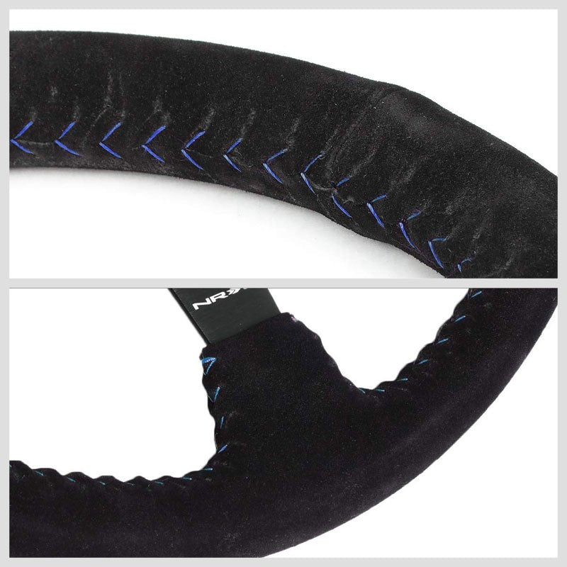 Blue Stitch 350mm 3" Deep RST-036MB-S-BL "ODI" Bakchis Inspired NRG Steer Wheel-Interior-BuildFastCar