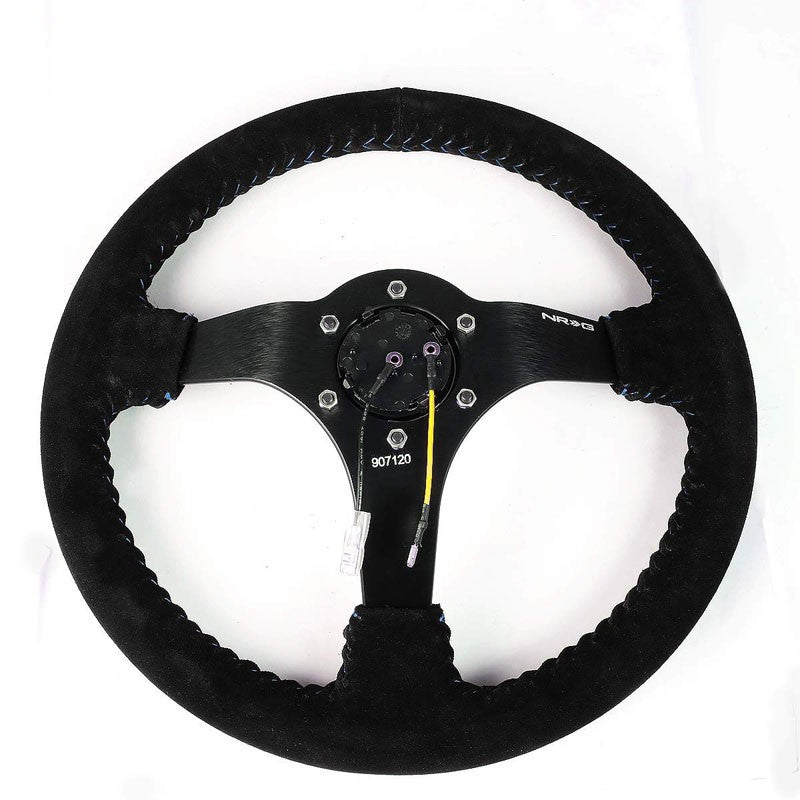 Blue Stitch 350mm 3" Deep RST-036MB-S-BL "ODI" Bakchis Inspired NRG Steer Wheel-Interior-BuildFastCar