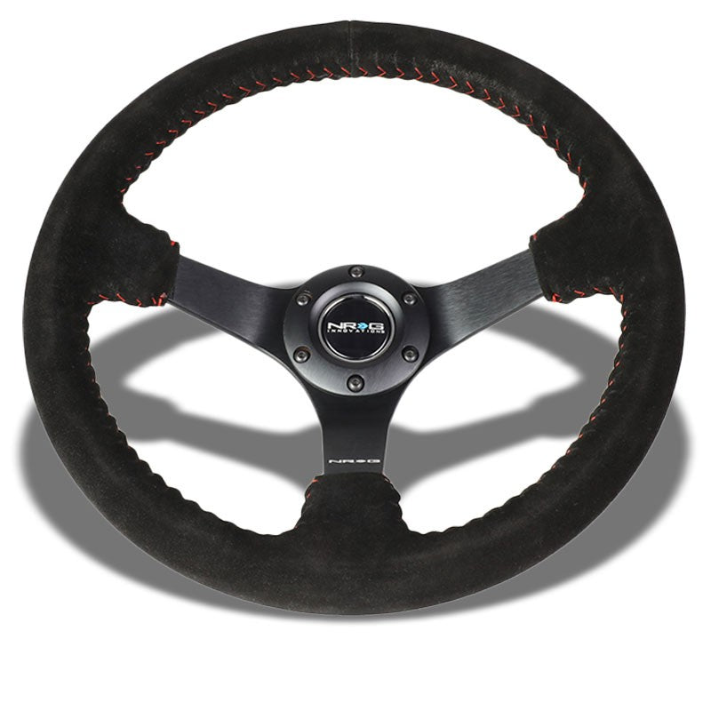 Red Stitch 350mm 3" Deep RST-036MB-S-RD "ODI" Bakchis Inspired NRG Steer Wheel-Interior-BuildFastCar