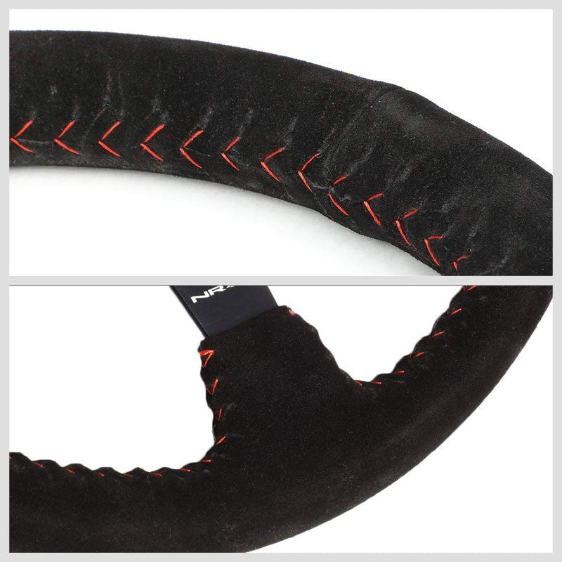 Red Stitch 350mm 3" Deep RST-036MB-S-RD "ODI" Bakchis Inspired NRG Steer Wheel-Interior-BuildFastCar