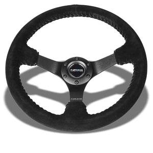 Silver Stitch 350mm 3" Deep RST-036MB-S-SL "ODI" Bakchis Inspired Steering Wheel-Interior-BuildFastCar
