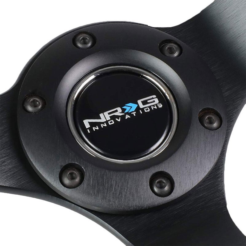 Suede 350mm 3" Deep RST-036MB-S-Y "ODI" Bakchis Inspired NRG Steering Wheel+Horn-Interior-BuildFastCar