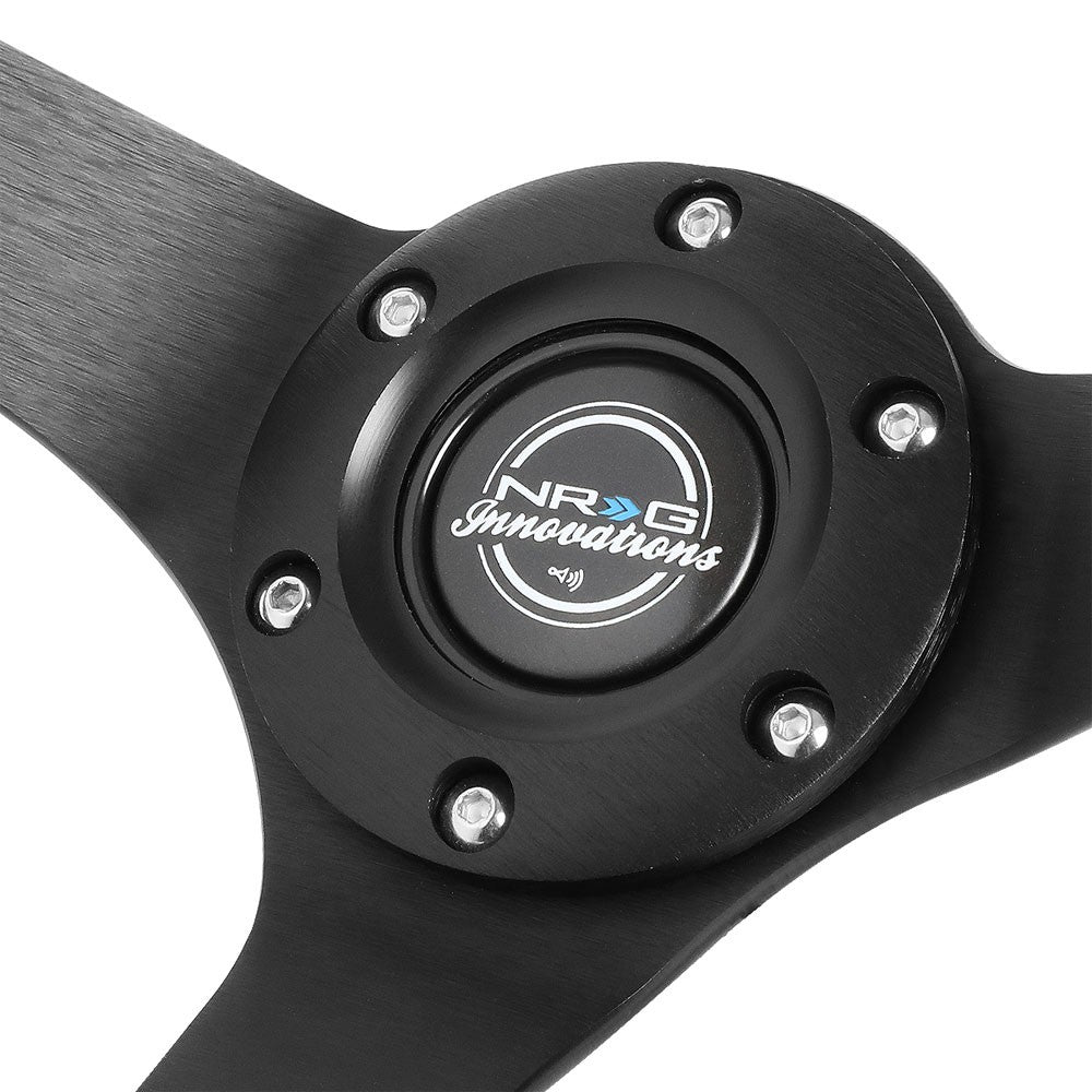 NRG RST-036MB-SA-H 350mm 3" Deep Dish 3 Spoke Black Micro Fiber Steering Wheel