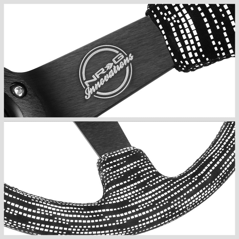 NRG RST-036MB-SA-H 350mm 3" Deep Dish 3 Spoke Black Micro Fiber Steering Wheel