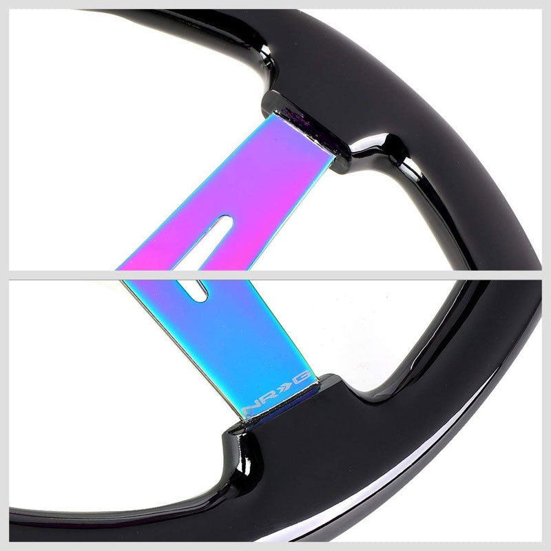 Black Wood Grain/Neo Chrome Slit 350mm 3" Deep RST-055BK-MC NRG Steering Wheel-Interior-BuildFastCar