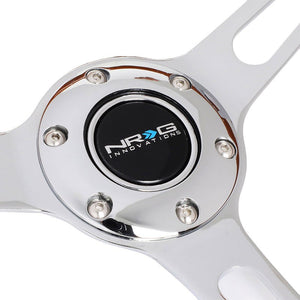 Brown Wood/Chrome Slit 360mm RST-360SL Classic NRG Steering Wheel+Horn Button-Interior-BuildFastCar