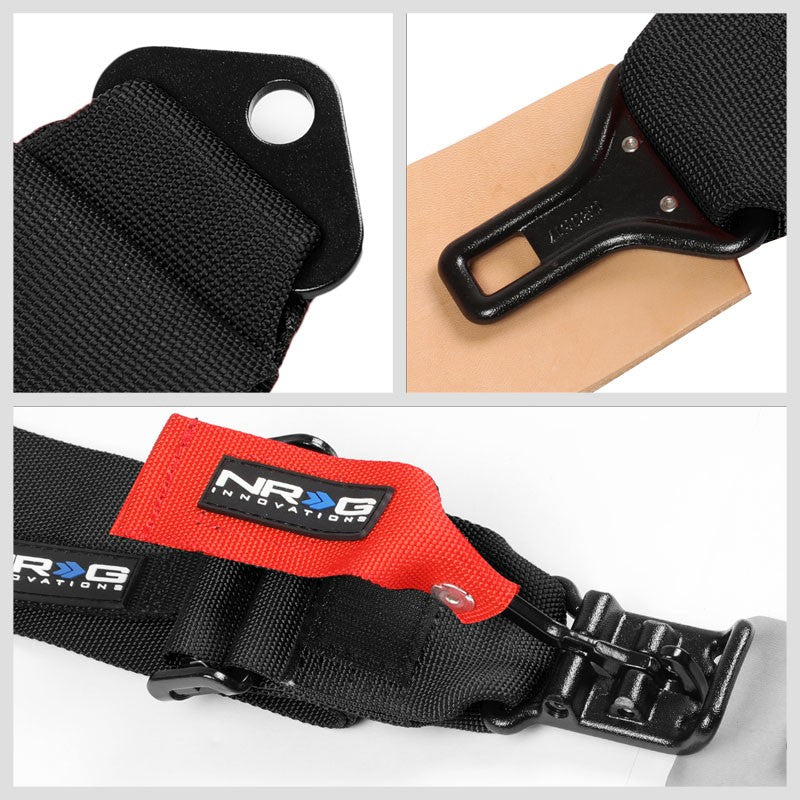NRG SBH-5PCBK-620 5Point Latch Link Black SFI 16.1 Seat Belt Harness W/Cushion-Seats & Components-BuildFastCar