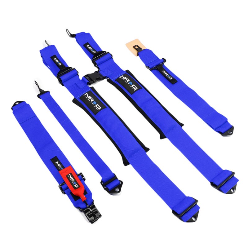 NRG SBH-5PCBL-620 5Point Latch Link Blue SFI 16.1 Race Seat Belt Harness Cushion-Seats & Components-BuildFastCar