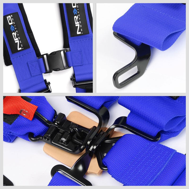 NRG SBH-5PCBL-620 5Point Latch Link Blue SFI 16.1 Race Seat Belt Harness Cushion-Seats & Components-BuildFastCar