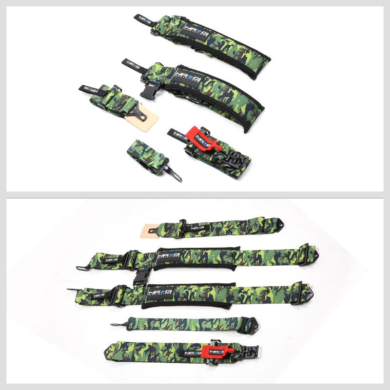 NRG SBH-5PCCAMO-620 5-Point Latch Link Green Camo SFI 16.1 Seat Belt Harness-Seats & Components-BuildFastCar
